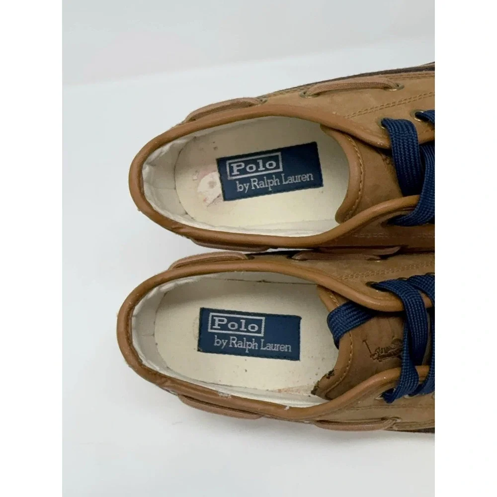 Polo Ralph Lauren Parkstone Low Brown Navy Duck Boat Shoes Men's Size 10D Preppy